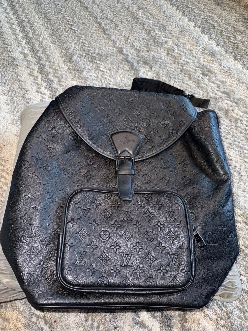 Luxury Designer Louis Vuitton M23127 Montsouris Backpack Black Monogram Leather